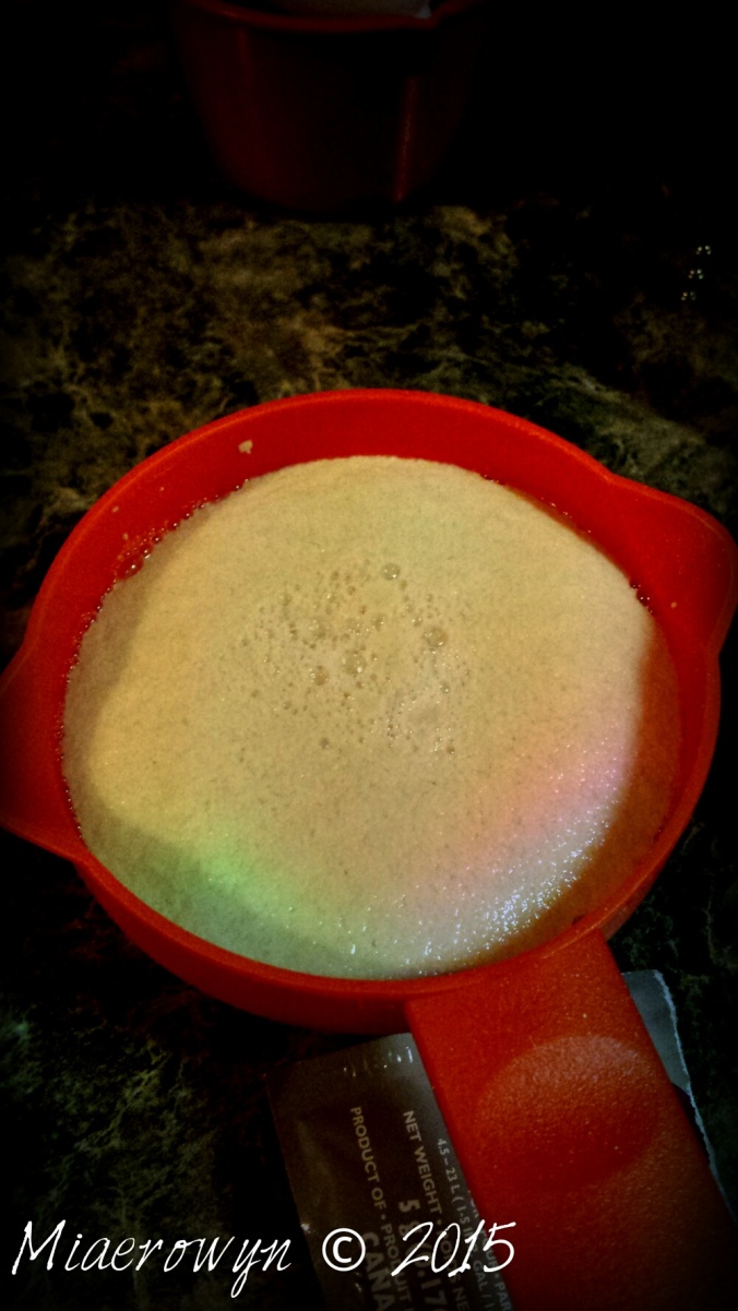 Look at that beautiful, yeasty foam! In you go, yeast babies!